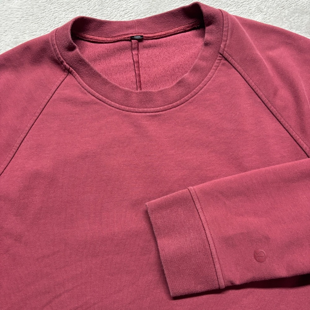 Lululemon‎ City Sweat Crew Sweatshirt Mens L Mulled Wine Side Zip Pocket Stretch